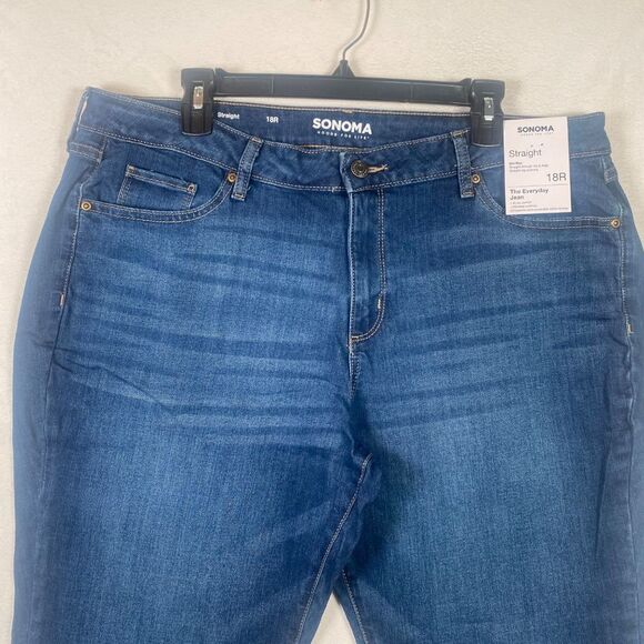 Sonoma Goods for Life Straight Leg Jeans Women’s 18R NWT Mid Rise Blue Denim - Picture 7 of 11